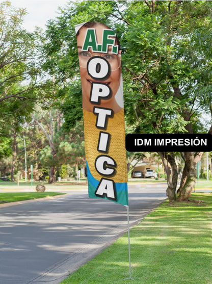 Bandera Publicitaria Optica en Sublimación 300 cm x 75 cm