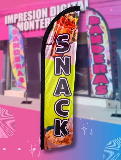 Bandera Publicitaria Snack en Sublimación 300 cm x 75 cm